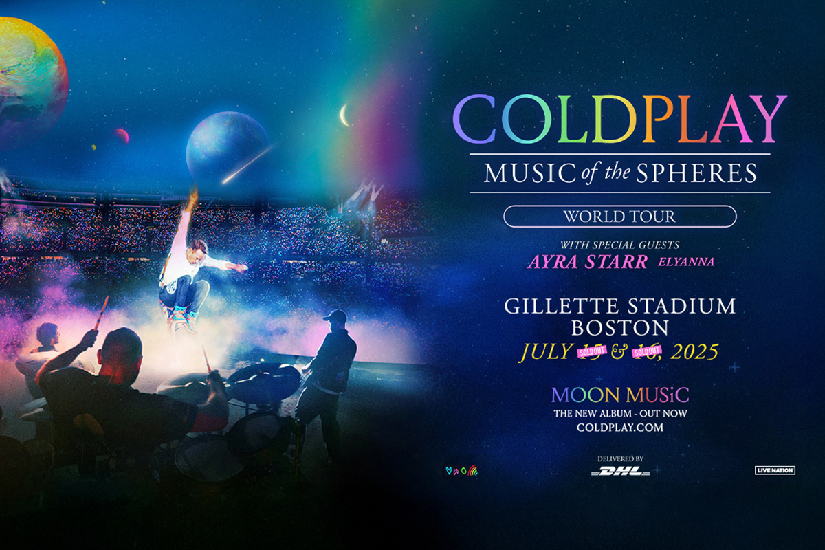 Coldplay Music of the Spheres Tour with Ayra Starr and Elyanna on July 15 and 16 at Foxborough.